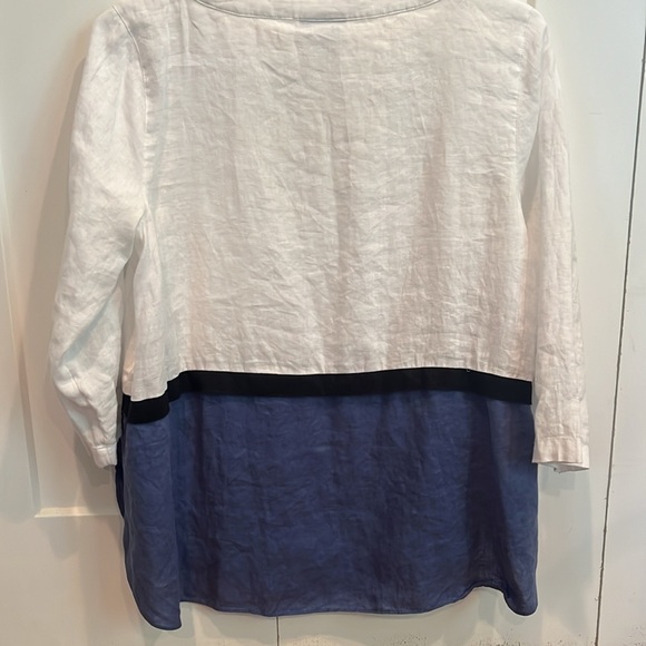 J. Jill 3/4 Sleeve 100% Linen Color Block Blouse Women's Size XS. - Picture 4 of 8